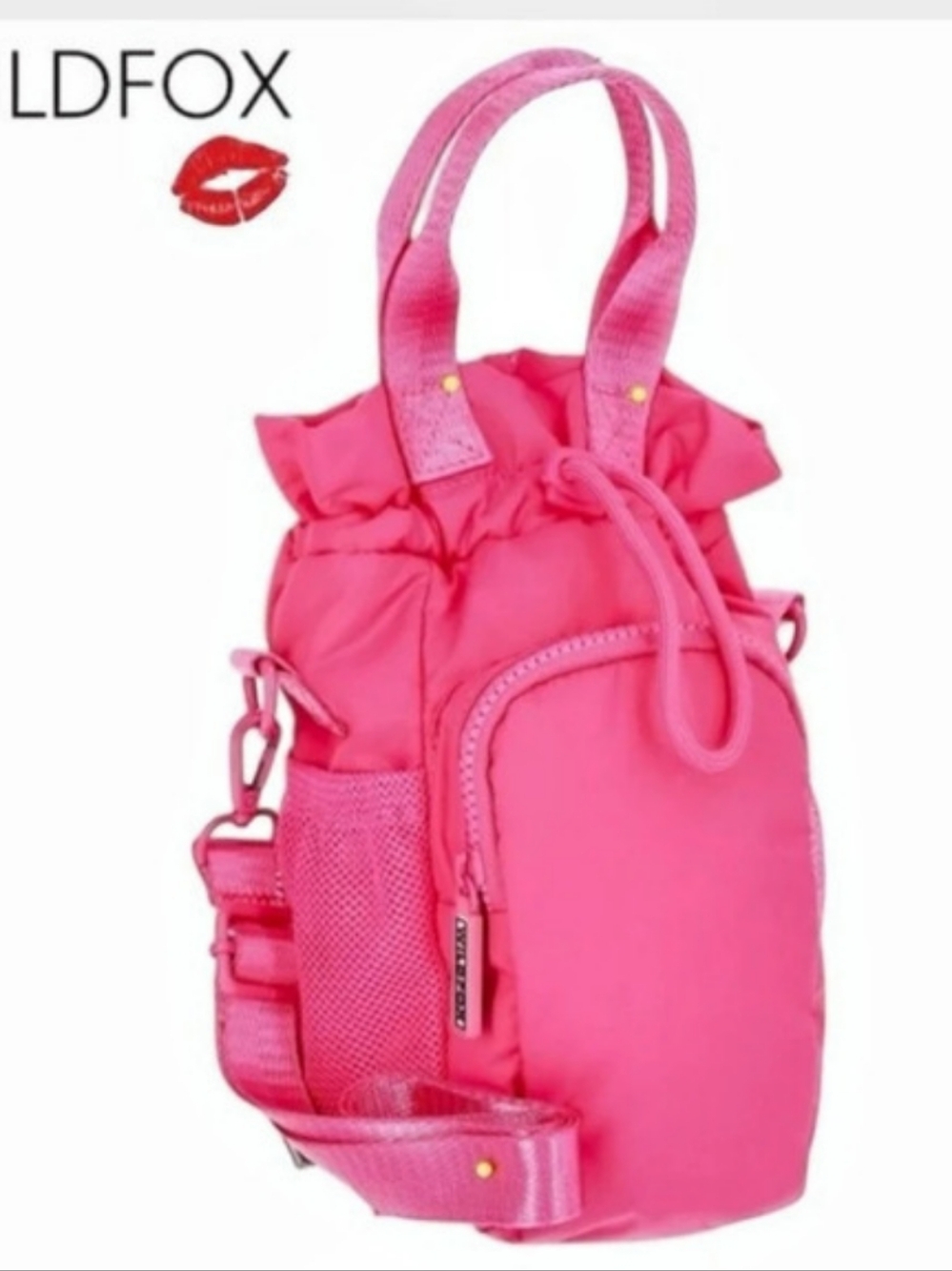 🔥Wildfox Pink Nylon Water Bottle Bag Pink Convertible.